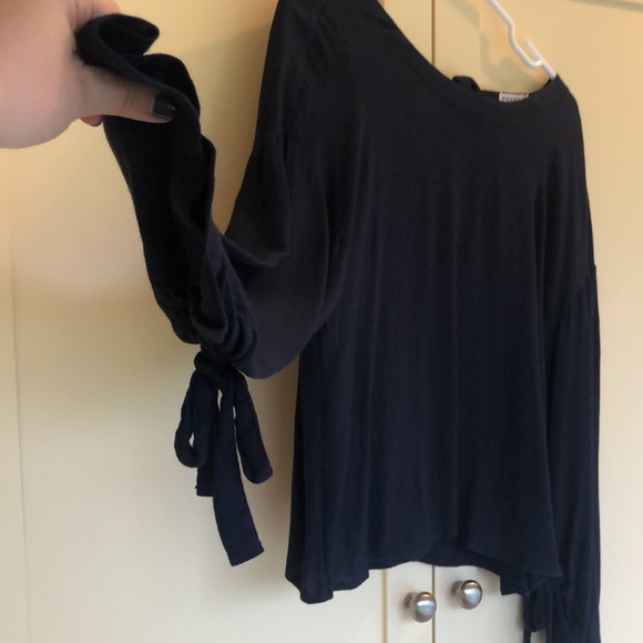 Frame Denim Boho Bow and Tie Up Bell Sleeve Top - Picture 1 of 8